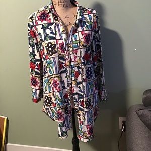 Derek Heart♥️ Floral Button Down Shirt Size S Preowned